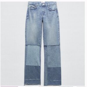Zara Patchwork Low Rise TRF Bootcut Jeans Y2K Straight leg
